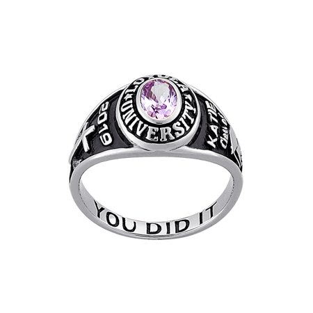 Personalized Women's Sterling Silver or 10KT Gold Traditional Petite Oval Birthstone Class (The Best Cz Rings)