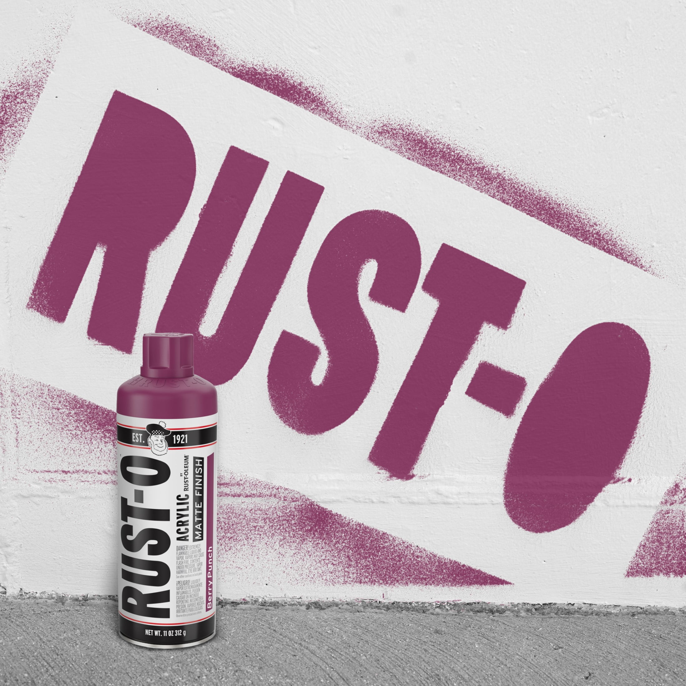 (2 pack) Berry Punch, Rust-Oleum Rust-O Acrylic Matte Spray Paint-392218, 11 oz