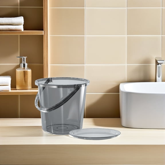 ELAYARD Light Grey Plastic Bucket with Handle for Dormitory, Home, and Water Storage Use