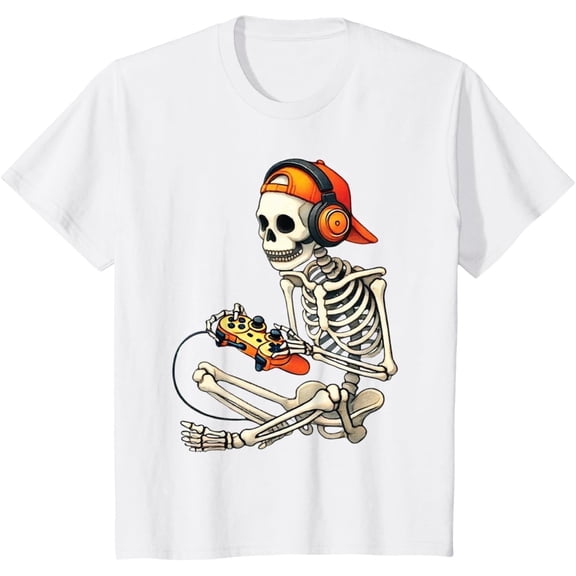 Halloween Skeleton Gamer Video Gaming Men T-Shirt
