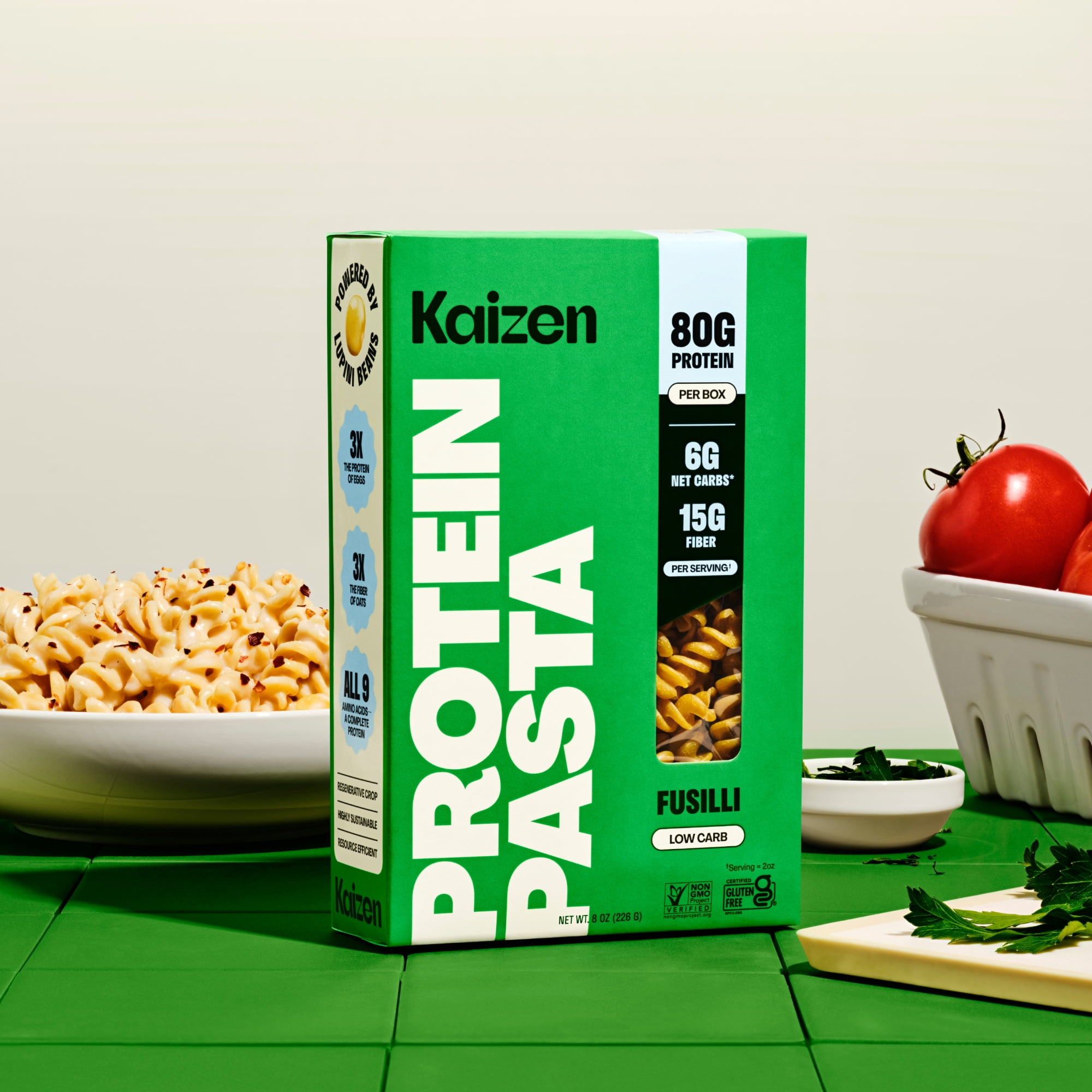 Kaizen Low Carb Keto Pasta Fusilli - High Protein, Gluten-Free, Keto-Friendly, Plant-Based Lupini Noodles - 8 ounces (Pack of 3)