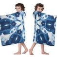 thumbnail image 4 of Indigo Tie Dye Floral Mandala Hooded Bath Towel，50"x30" for Ages 3 To 12 Kids, Quick Dry Lightweight Soft Microfiber Hood Beach Towel Cover Up for Kids, 4 of 7