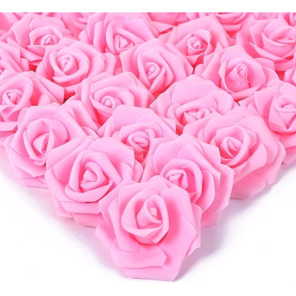 Artificial Rose Flower Heads Real Looking Baby Pink Fake Roses Flowers Foam Blush Roses for DIY Wedding Centerpieces Party Baby Shower Banquet Home Decorations (Pink, Stemless)
