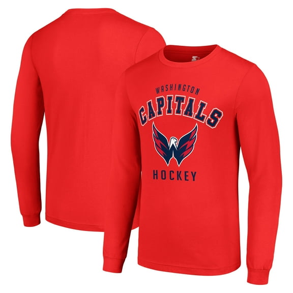 Men's Starter Red Washington Capitals Logo Long Sleeve T-Shirt