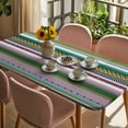 thumbnail image 3 of Bohemian Table Cloths for 6 Foot Rectangle Tables, Boho Modern Abstract Minimalist Paisley Green Patio Waterproof Elastic Fitted Tablecloths, Washable Rectangular Table Cover for Camping, 3 of 8