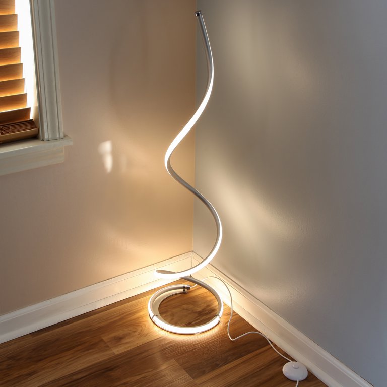 Brightech Allure 37-Inch LED Spiral Floor Lamp - Dimmable Modern Design For Living Room & Office