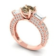 thumbnail image 2 of 2.33 ct Round Cut Simulated Champagne Diamond 3 Stone 18K Rose Gold Womens Engagement Ring, 2 of 5