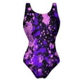 thumbnail image 5 of Neon Paint Print Swimsuit Sexy Purple Splatters One Piece Swimwear Push Up Swimsuits Vintage Holiday Swim Monokini, 5 of 7