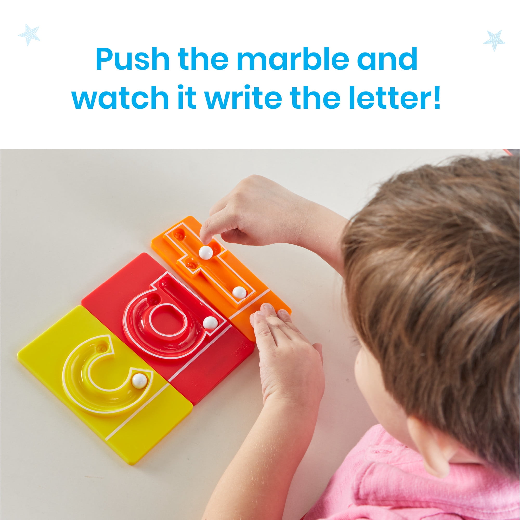 hand2mind MarbleTracers - Lowercase Letters, 24 Letter Tracing Trays, 10 Marbles