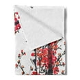thumbnail image 2 of Japanese Soft Flannel Fleece Throw Blanket, Cherry Blossom Sakura Branch Brushstrokes Image Print, Cozy Plush for Indoor and Outdoor Use, 60" x 80", Red and Brown, by Ambesonne, 2 of 5