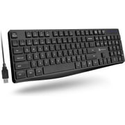 X9 Performance Ergonomic Computer Keyboard Wired - USB Keyboard for Laptop, Windows PC Desktop, Office Use with 5ft Cable Wire, 104 Quiet Keys, 14 Shortcuts, and Kickstand - Black
