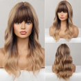 thumbnail image 4 of Personalized Air-Bangs Linen Gold Wavy Wig Stylish Simple Style Wig Props for Women Girls, 4 of 5