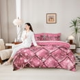 thumbnail image 4 of Erosebridal Girls Pink Bowknot Letter Monogrammed S Bedding Comforter Set 7pcs,Bling Glitter Print Plaid Queen Bedding Sets for Kids Teens,Pink Reversible,Super Cozy Room Decor, 4 of 6