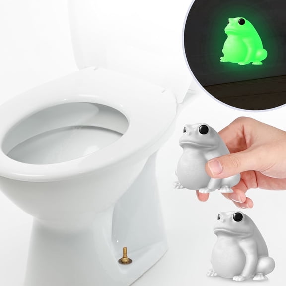 Frog Toilet Bolt Covers Decorative Glow in The Dark – 2PCS Cute Green Frog Bathroom Accessories, Universal Toilet Screw Caps for Fun Bathroom Décor & Gift