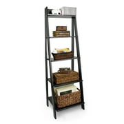 Jela Solid Wood 5 Shelf Ladder Bookcase - Black