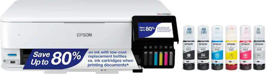 Epson EcoTank Photo ET-8550 Wireless Wide-Format Color All-in-One Supertank Printer with Scanner, Copier, Ethernet (Sold without manufacturer warranty)