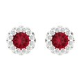 thumbnail image 3 of 1.18 Ct Round Cut Halo Studs Red Ruby 14K White Solid Solid Gold Everyday Dainty Earrings Screw Back, 3 of 7