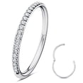 thumbnail image 1 of LNGOOR 316L Surgical Steel Hinged Nose Rings Hoop with Zircon 16G Body Pierecing Ring Segment Clicker Lip Rings Cartilage Rook Diameter 8mm （Silver）, 1 of 6