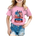 thumbnail image 4 of Toddler Girl's USA 250th Anniversary T Shirt Patriotic American Flag Eagle Print Sleeve Tops Soft Casual Tee for 1776-2026 US 250 Years Gifts Gibobby,2-3 Years,Pink, 4 of 5