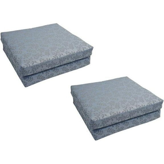 Blazing Needles 93454-2CH-OD-037 20 x 19 in. Patterned Outdoor Chair Cushions, Bleu Impressions - Set of 2