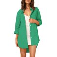thumbnail image 1 of Women's Blouses Button Down Loose Fit Long Sleeve Shirts with Pocket, 1 of 4