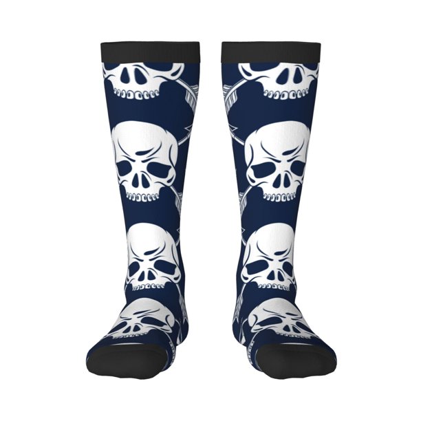 Fotbe white arrow Skull Calcetas Divertidas Estampadas para Hombre y Mujer, Calcetas de Algodón hasta la Rodilla para Caminar, Correr, Enfermería y Embarazo