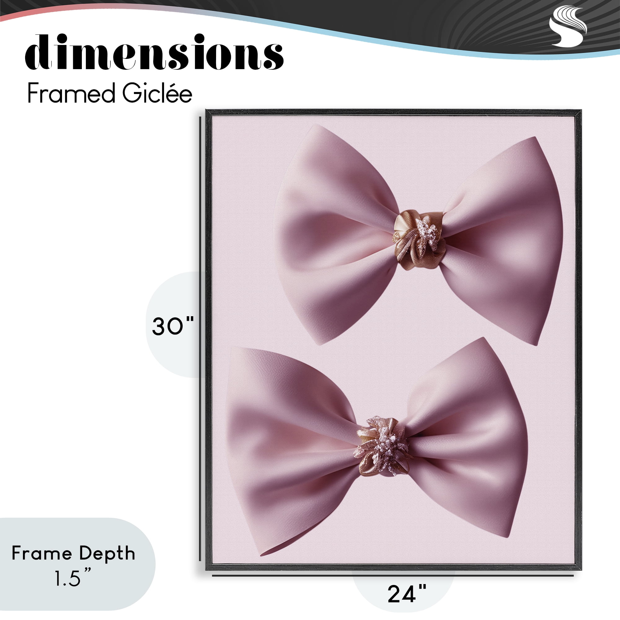 Stupell Industries Elegant Bows with Glam Details Black Framed Giclee Art, design by Jesse Keith