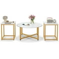 thumbnail image 1 of Costway 3 PCS Coffee Table Set Round Coffee Table and 2PCS Square End Tables Metal Frame White, 1 of 10