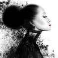 thumbnail image 3 of Hogan, Melody 15x15 Black Modern Framed Museum Art Print Titled - Fashion Profile Red Lips 1, 3 of 5