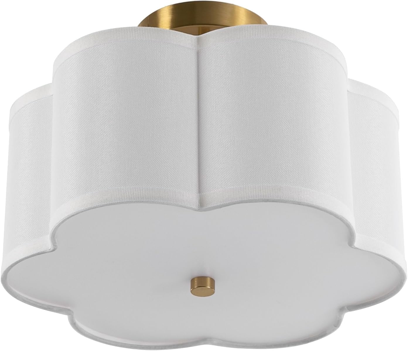 3-Light Semi Flush Mount Ceiling Light Fixture Modern Close to Ceiling Lamp with Fabric Shade Antique Brass Ceiling Light for Bedroom, Dining Room, Corridor, Living Room