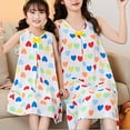 thumbnail image 5 of Bovxnpu Girls' Nightgown, Girls Cotton Casual Dress Sleepwear Pajamas, Summer Sleeveless Round Neck Printed Bow Sleeping Skirt Loose And Comfortable Sleeping Skirt Air Conditioning Dress 6 Years, 5 of 5
