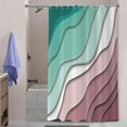 thumbnail image 3 of Fushia Shower Curtain, Green and Plum Purple Ombre Aqua Beach Waves Abstract Ocean Modern Bathroom Curtain Home Decor Waterproof Fabric Machine Washable with 12 PCS Hooks,72" Wx84 L, 3 of 6