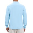 thumbnail image 3 of INSPIRE CHIC Men's Stand Collar Long Sleeves Button Down Solid Color Linen Business Shirt S Light Blue, 3 of 6