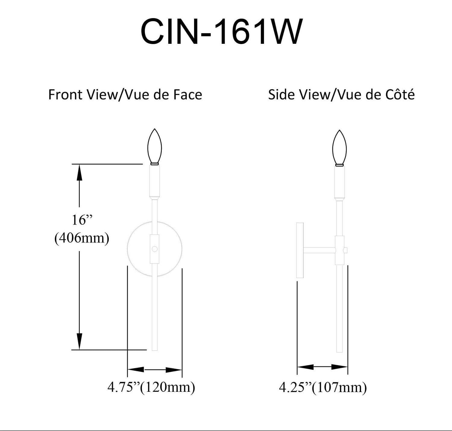 Applique murale à 1 lumière Cinthia - Noir mat