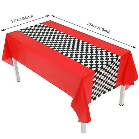Checkered Race Car Party Black White Checkered Flag Tablecloth Road Tablecloth Racetrack TableCover Racing Birthday Party Decor