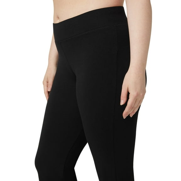 No nonsense Women's Flared Yoga Pants Wide Waistband Leggings, Black, Small