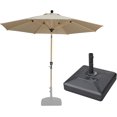 thumbnail image 1 of PURPLE LEAF 6' x 9' Patio Umbrella with Base Market Umbrella Rectangular Outdoor Umbrella with Push Button Tilt & Crank and 8 Ribs Aluminum Table Umbrella for Pool Backyard Beach, Taupe, 1 of 7