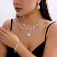 thumbnail image 3 of PISONIC Women Gold-Tone Iridescent Crystal Jewelry Set, Teardrop Necklace Drop Earrings Bracelet 3 Pcs Set, Crystal Bridal Wedding Party Prom Statement Jewelry Gift, 3 of 6