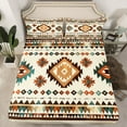 thumbnail image 2 of Manfei Vintage Aztec Adult Full Size Sheets, Wheat Khaki Bohemian Abstract Bed Sheets, Tribal Western Theme Sheet Sets, Microfiber Bedroom Decor, 4pcs, 2 of 7