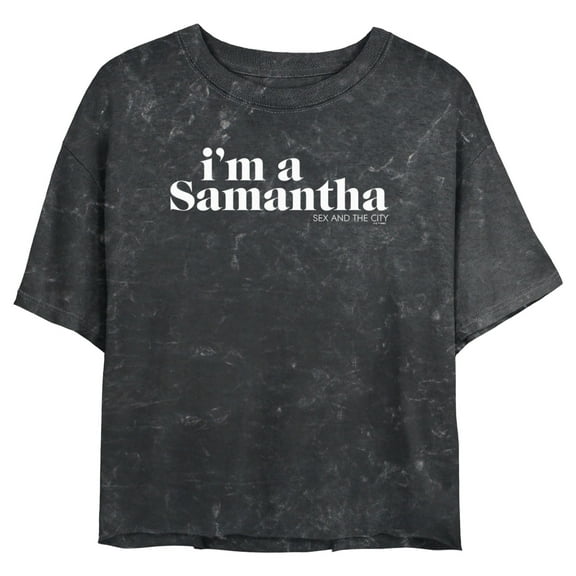 Junior's Sex and the City I'm a Samantha Text Crop Graphic Tee Black X Large