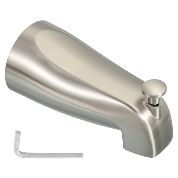 Uxcell 1Pack Slip on Diverter Tub Spout, Zinc Alloy Bath Spout Bathtub Faucet with Pull-Up Diverter for 1/2 Inch Water Tub for Bathroom Kitchen, Brushed Nickel