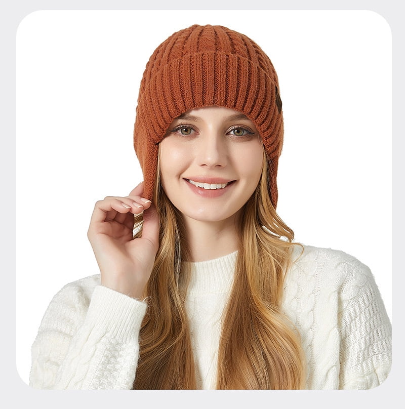 Winter Beanie with Earflap for Men Women, Warm Knit Soft Hat, Outdoor Beanie Unisex Caps Gifts for Men Women