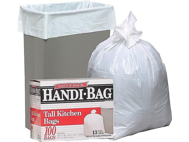 ster HandiBag 13 Gal. Tall Kitchen Trash Bags White 657498