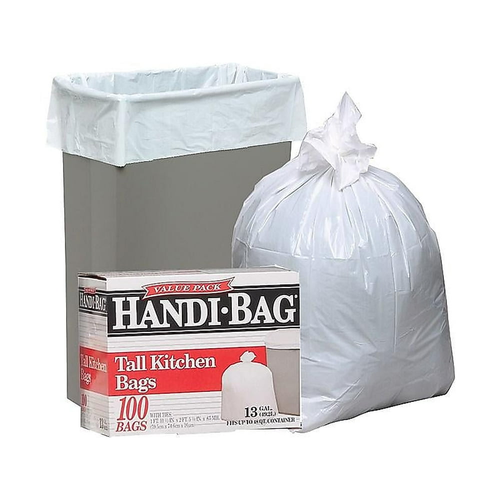 ster HandiBag 13 Gal. Tall Kitchen Trash Bags White 657498