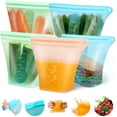 thumbnail image 1 of Bolsas de almacenamiento de alimentos de silicona reutilizables, contenedores con cremallera a prueba de fugas, bolsas de sándwich reutilizables, no tóxicas, sin BPA, aptas para lavavajillas, aptas para congelador, fáciles de limpiar (juego de 5) Vhermosa WMZL-2308, 1 of 8