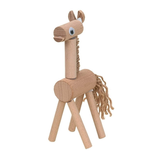 Modelo de animal de juguete artesanal, juguetes de animales de madera para niños, niñas y vacaciones. Caballo