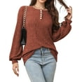 thumbnail image 3 of Fantaslook Henley Long Sleeve Shirts for Women Casual Tunic Tops Fall Dressy Blouses Lightweight Pullover, 3 of 7