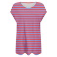 thumbnail image 6 of Tops for Women Fashion Short Sleeve Round Neck Stripe Printed T Shirt Blouse Loose, 6 of 6