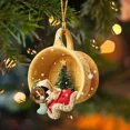 thumbnail image 2 of Creative Christmas Tree Pendants Decorations Cute Sleeping Dog in A Scene-sleeping in Cup Hanging Pendants New Year Navidad 2D, 2 of 5