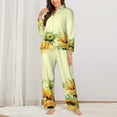 thumbnail image 2 of Pofeuu Sunflowers On A Yellow Background Print Womens Pajamas Set Long Sleeve Sleepwear Button Down Nightwear Soft Pj Lounge Sets Button Down Pajamas Women-XX-Large, 2 of 7